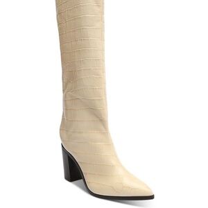 Schutz Maryana Block Heel Egg Shell Wide Crocs Size 8.5B NIB